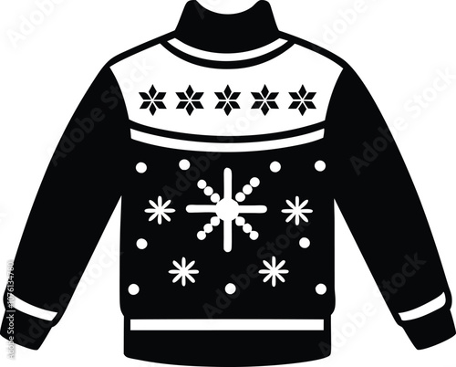 Christmas ugly sweater black christmas sweater silhouette vector