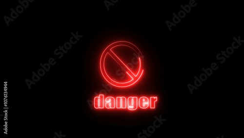 Neon warning text sign illustration.