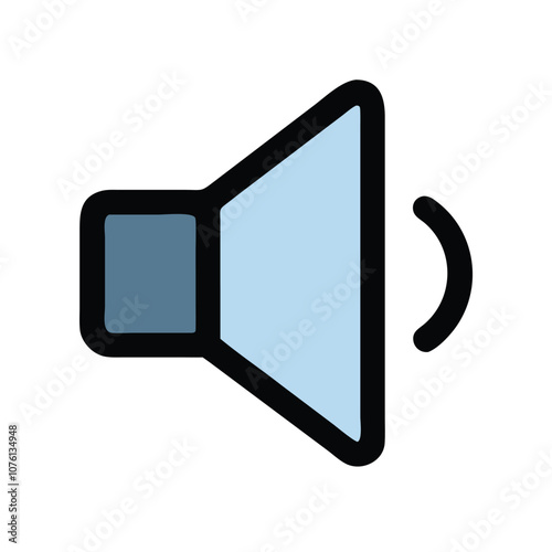 Speaker icon with sound waves, Vector illustration of a speaker icon emitting sound waves, representing audio, volume, and media playback in a simple dark design.
