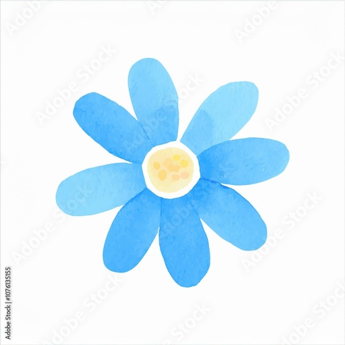 blue watercolor flower isolated on white