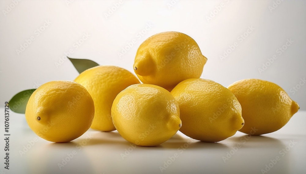 Plenty yellow lemons featured on table over white background. ai generated Plenty yellow lemons featured on table over white background. ai generated