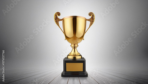 First place gold trophy cup isolated on white background.ai generated