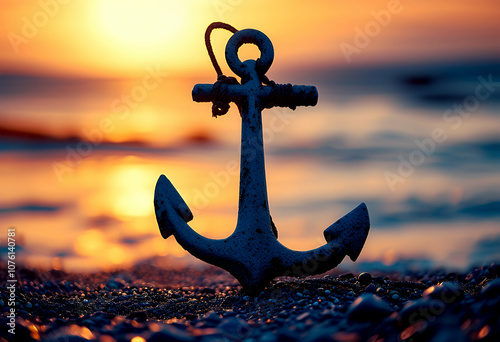 naval anchor vintage hook metal steel metallic olated background sea ship maritime photo