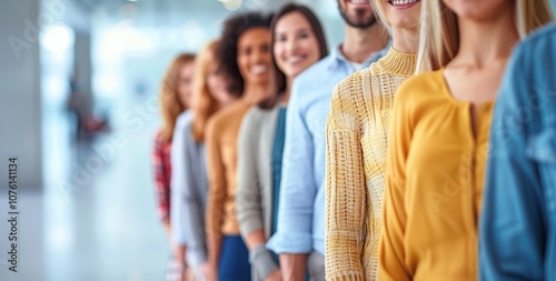 Group of Diverse People in a Line