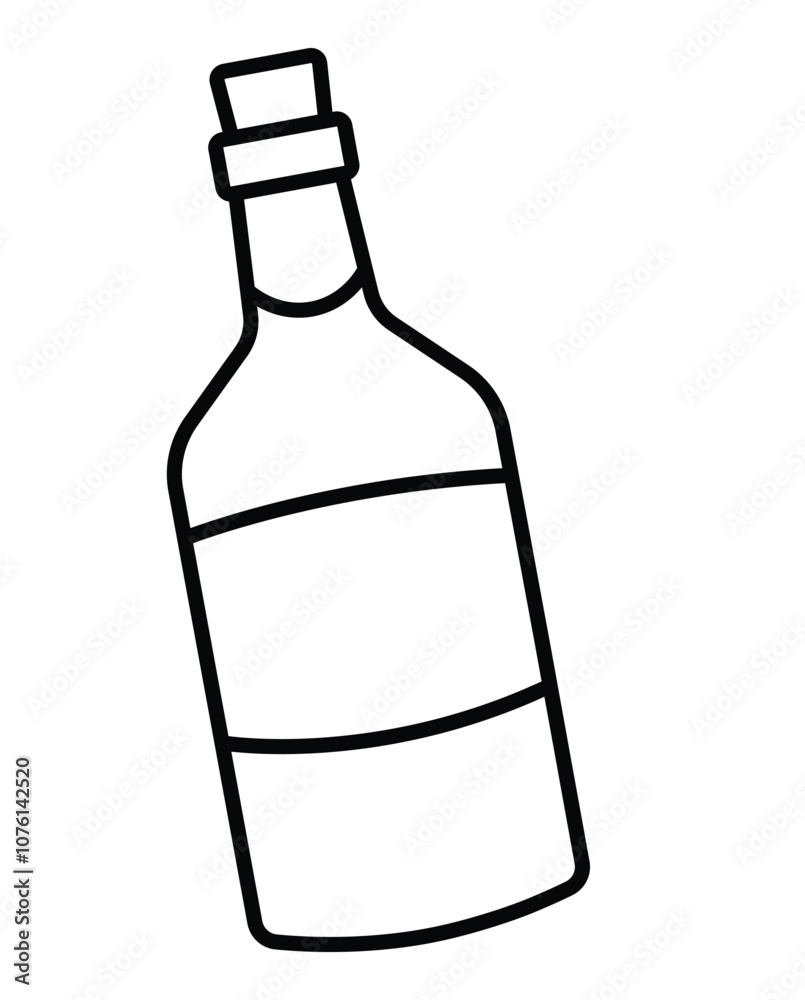vector Wine bottle with cork empty label outline. vector Wine bottle with cork empty label outline.