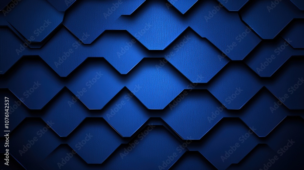Abstract Blue Geometric Background with Layered Hexagonal Shapes Creating a Modern Design for Technology, Digital Media, or Corporate Use