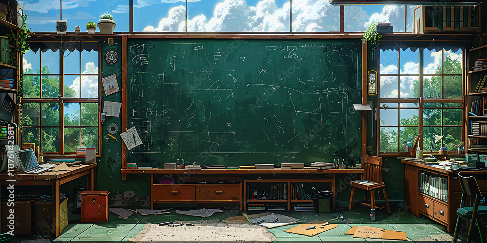 Classic Classroom With Chalkboard and Wooden Furniture
Classic Classroom With Chalkboard and Wooden Furniture