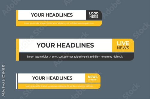 Black yellow lower third template set design