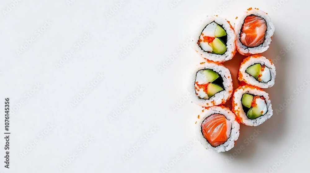 Sushi roll with vegetable isolated on white background --ar 16:9 --v 6.1 Job ID: 5a9ea2e4-4b17-4cae-9b36-5831c815dbf4