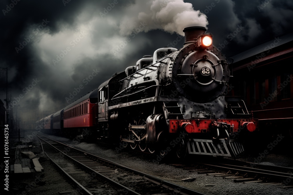 Fototapeta premium Red Steel: Precisionist Echoes in a Monochrome World