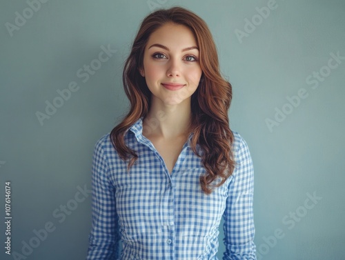 Woman in checkered shirt