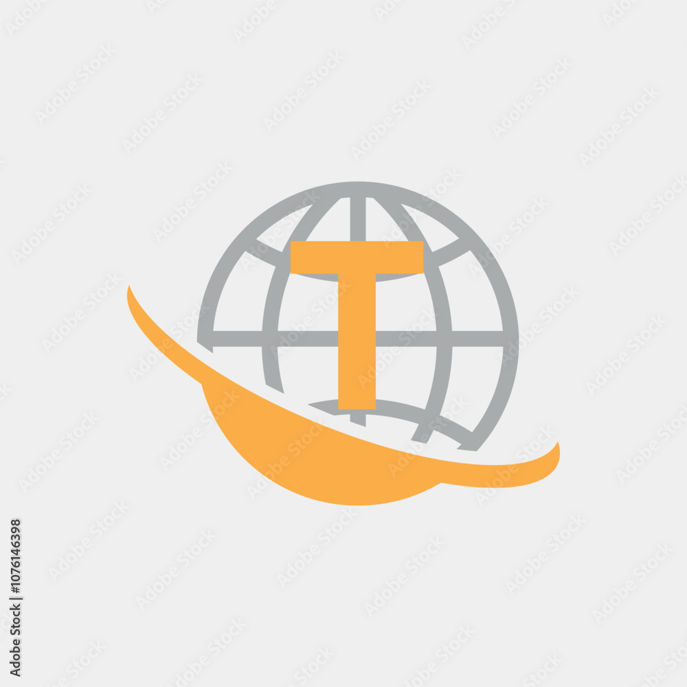 Globe With Letter T Abstract Iconic Symbol Globe With Letter T Abstract Iconic Symbol