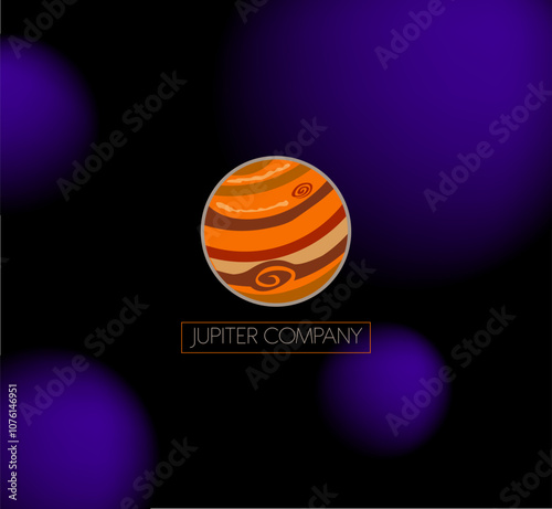 Logo with Jupiter Planet. Vector template.