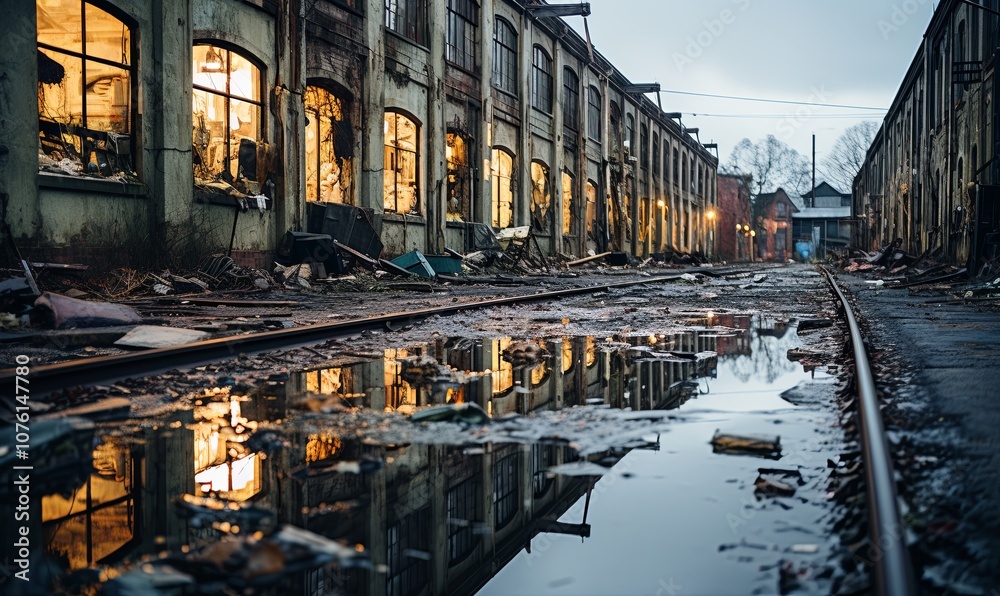 Train Track Next to Building Train Track Next to Building
