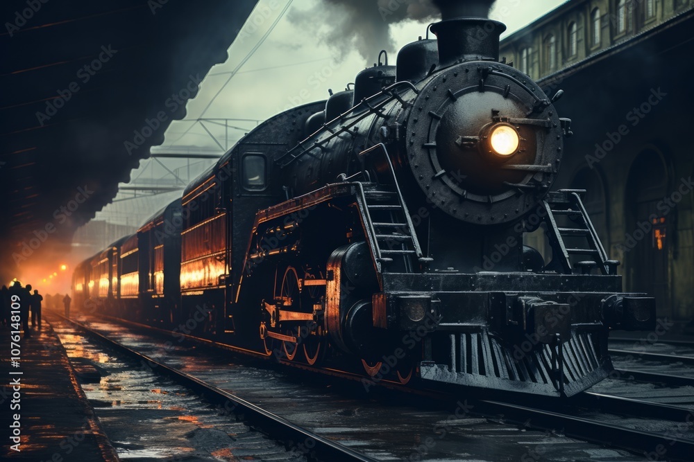 Obraz premium Urban Steam: A Close-Up of Iron and Intensity