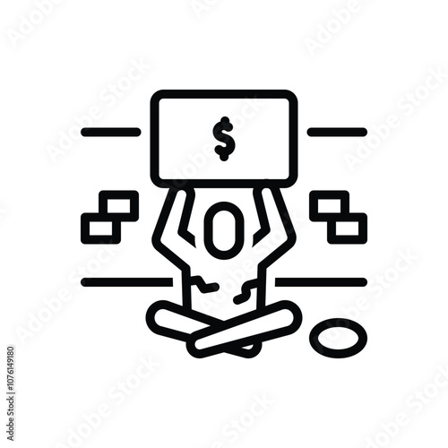 Black line icon for hungry money