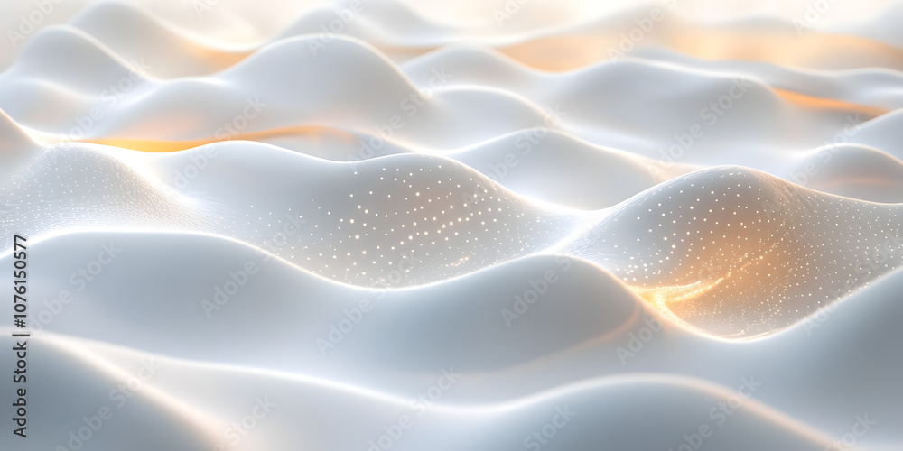 Abstract White Waves: A mesmerizing abstract background featuring flowing white waves illuminated by a soft, golden glow. The smooth curves and subtle light create a serene and ethereal aesthetic. Abstract White Waves: A mesmerizing abstract background featuring flowing white waves illuminated by a soft, golden glow. The smooth curves and subtle light create a serene and ethereal aesthetic.