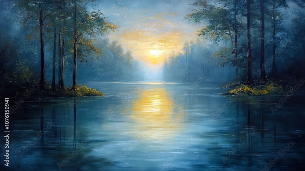 Serene Sunrise Over Calm Waters: A Nature Landscape Scene Serene Sunrise Over Calm Waters: A Nature Landscape Scene
