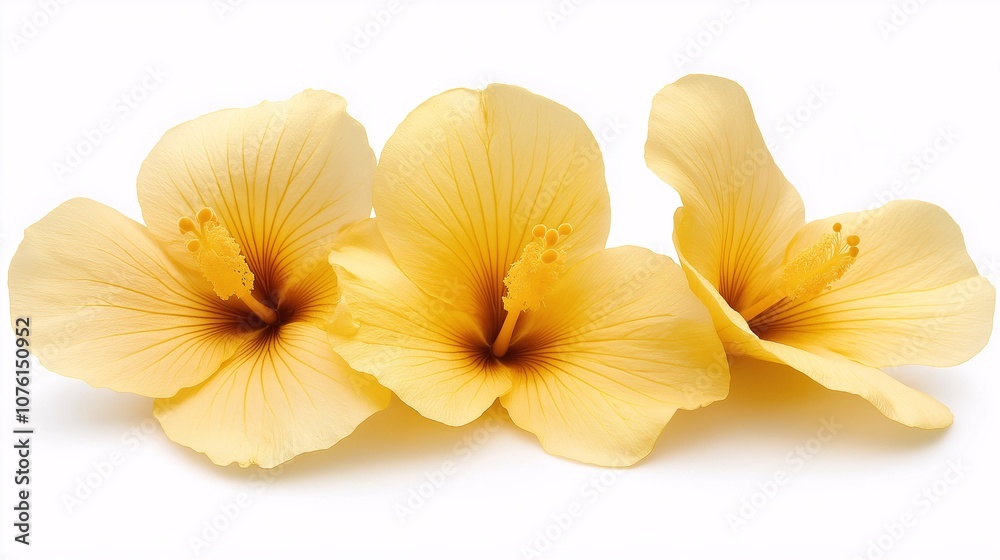 Elegant Yellow Flower Isolated on a White Background Showcasing Delicate Petals and Intricate Textures Ideal for Nature and Floral Themes in Stock Photography