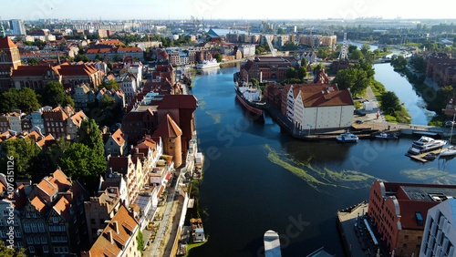 city ​​European ancient architecture port city aerial photography Gdansk Poland