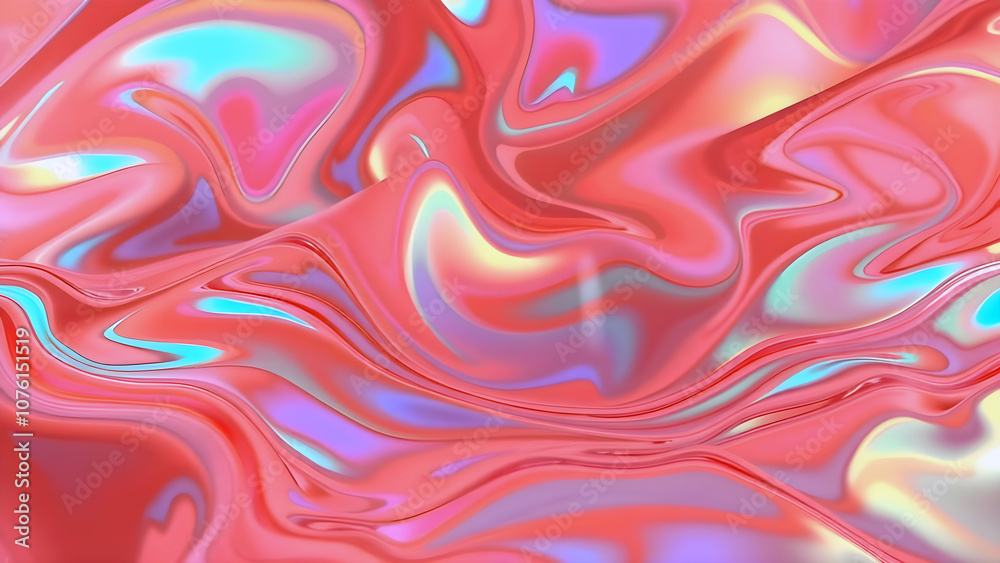 Fototapeta premium Colorful abstract design with fluid pink, blue, and white marble-like swirls creating a dynamic pattern.