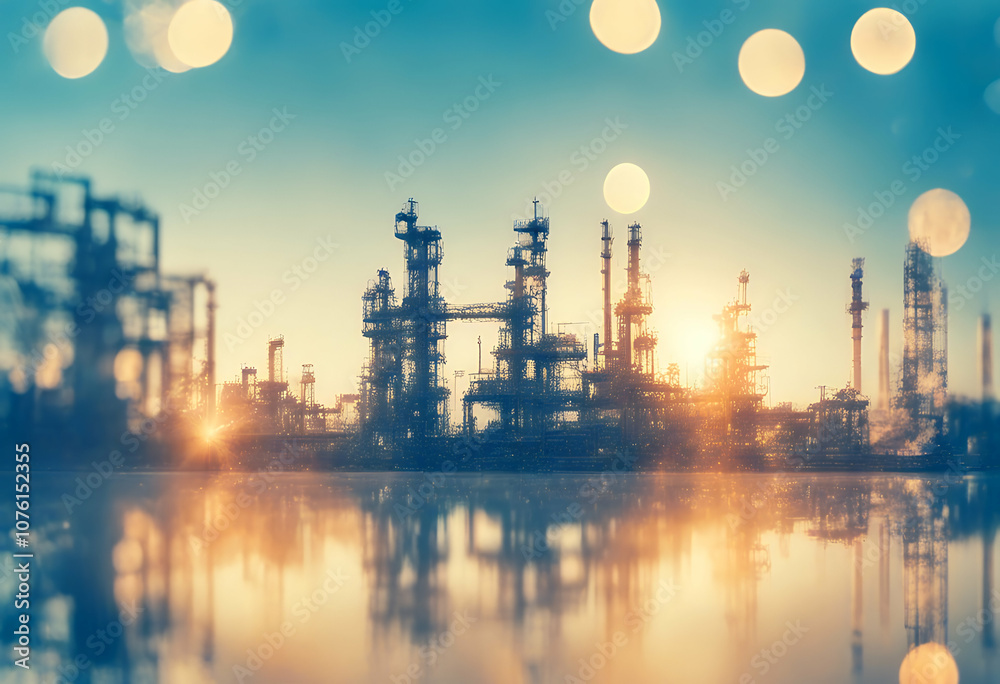 Obraz premium sunlight petrochemical engineering double exposure colored design