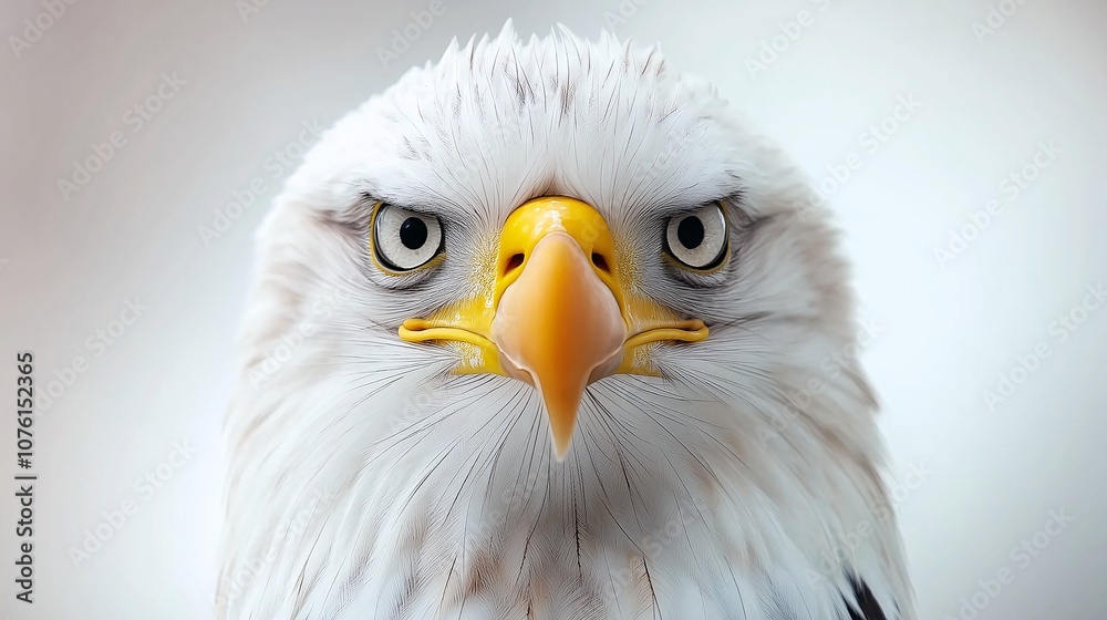 Fototapeta premium A Stunning Close-Up of an Isolated Eagle on a White Background Capturing the Majestic Features and Intense Gaze of This Powerful Bird of Prey
