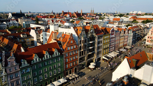 view city from the height of modern wish development architecture Europe Wroclaw Poland