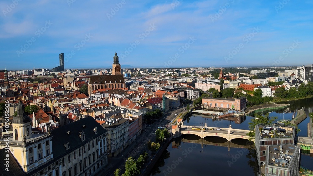 Obraz premium city Europe beautiful top view aerial photography of Wroclaw Poland