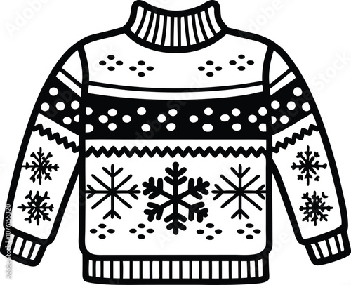 christmas ugly sweater line art vector christmas sweater outline