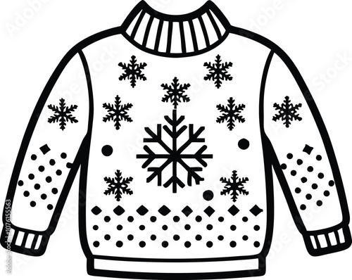 christmas ugly sweater line art vector christmas sweater outline