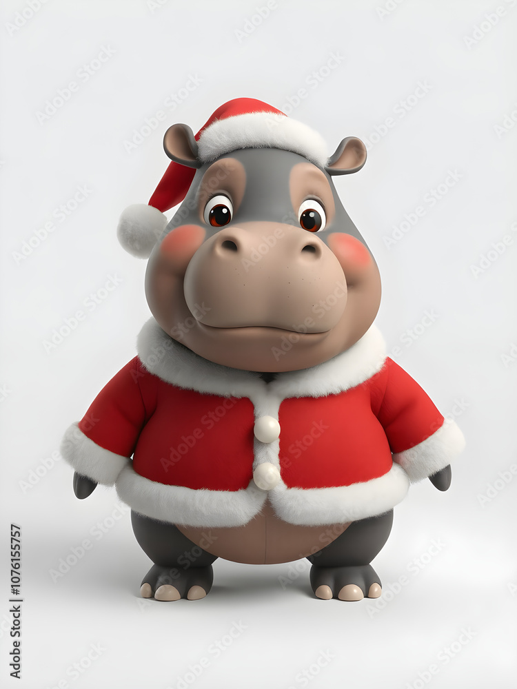 Hippo wearing a Santa suit Hippo wearing a Santa suit