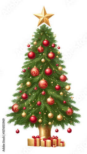 Christmas tree on transparent background, photo