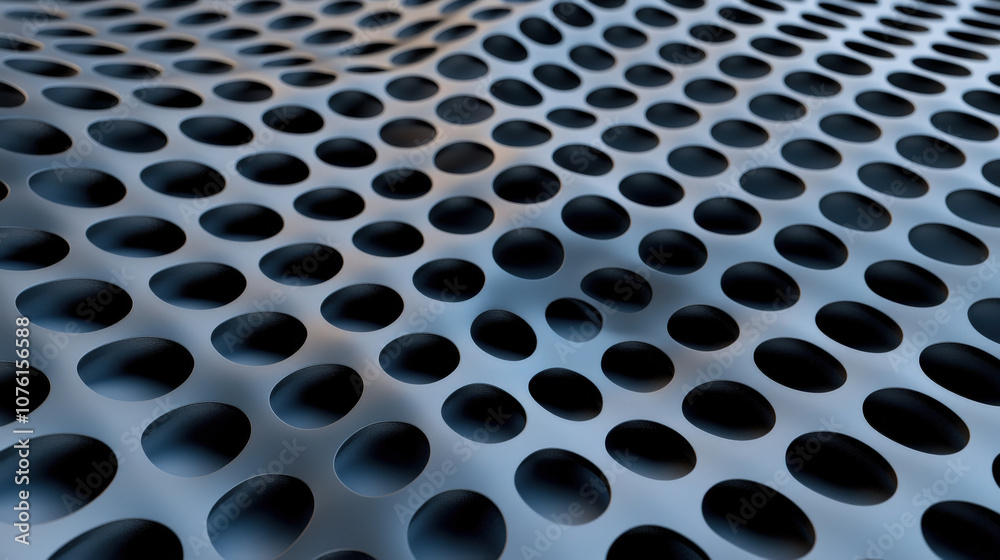 3D render of abstract background featuring metal mesh pattern with circular holes, creating dynamic visual effect. interplay of light and shadow adds depth 3D render of abstract background featuring metal mesh pattern with circular holes, creating dynamic visual effect. interplay of light and shadow adds depth