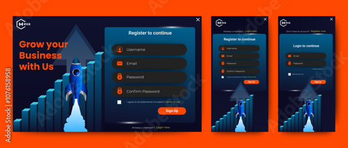 Set of Registration form design template. Sign up and sign in form page. User-friendly design materials. website landing page and mobile application.