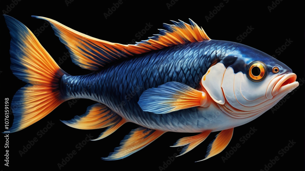 Fototapeta premium koi fish in aquarium black baground Generative AI 