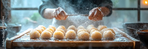 Traditional mochi pounding for the Japanese New Year s Eve of misoka showcased on a clean isolated background with ample copy space for holiday messages and branding