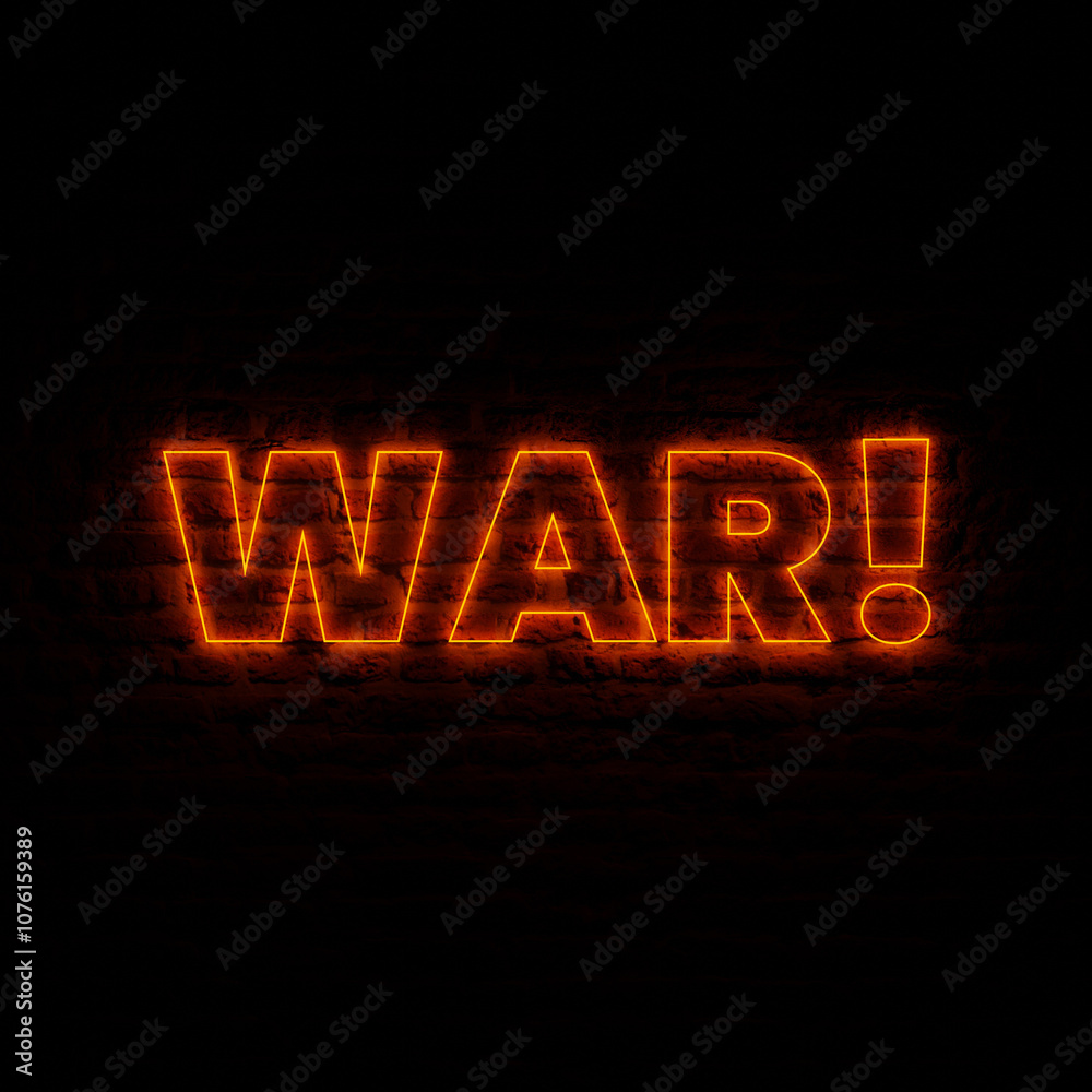Neon WAR With Dark Brick Background Neon WAR With Dark Brick Background