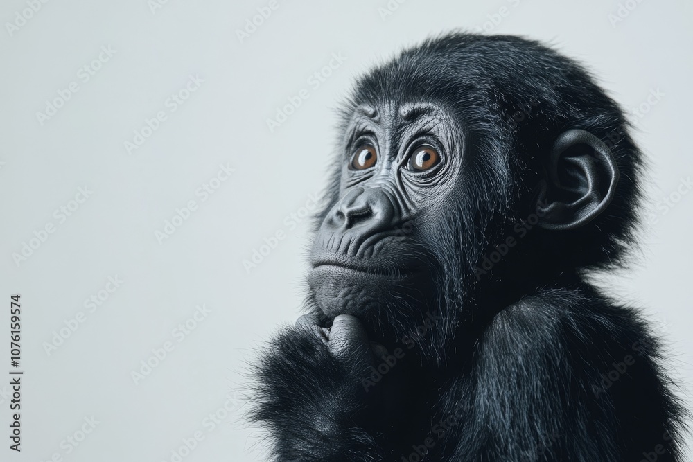 Monkey Day. Cute monkey on a white background. Animal wallpapers. A postcard with a funny mammal. Monkey Day. Cute monkey on a white background. Animal wallpapers. A postcard with a funny mammal.