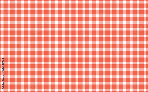 reddish orange gingham fabric square checkered seamless pattern texture background vector illustration