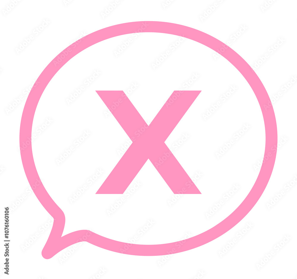 Obraz premium シンプルなピンク色のXアイコンと吹き出し