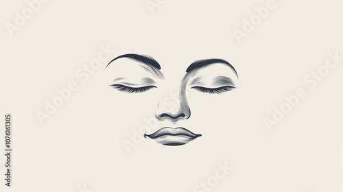 A minimalist illustration of a serene face with closed eyes, conveying calmness and tranquility.