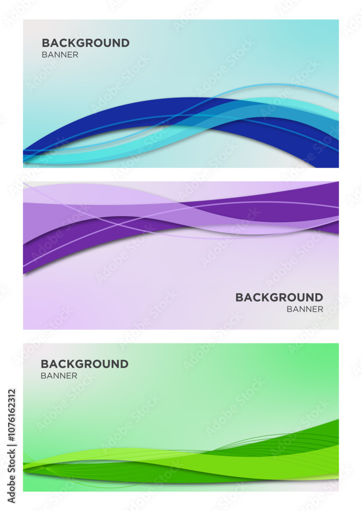 Fototapeta premium Gradient background for banners with variations of blue, purple and green waves