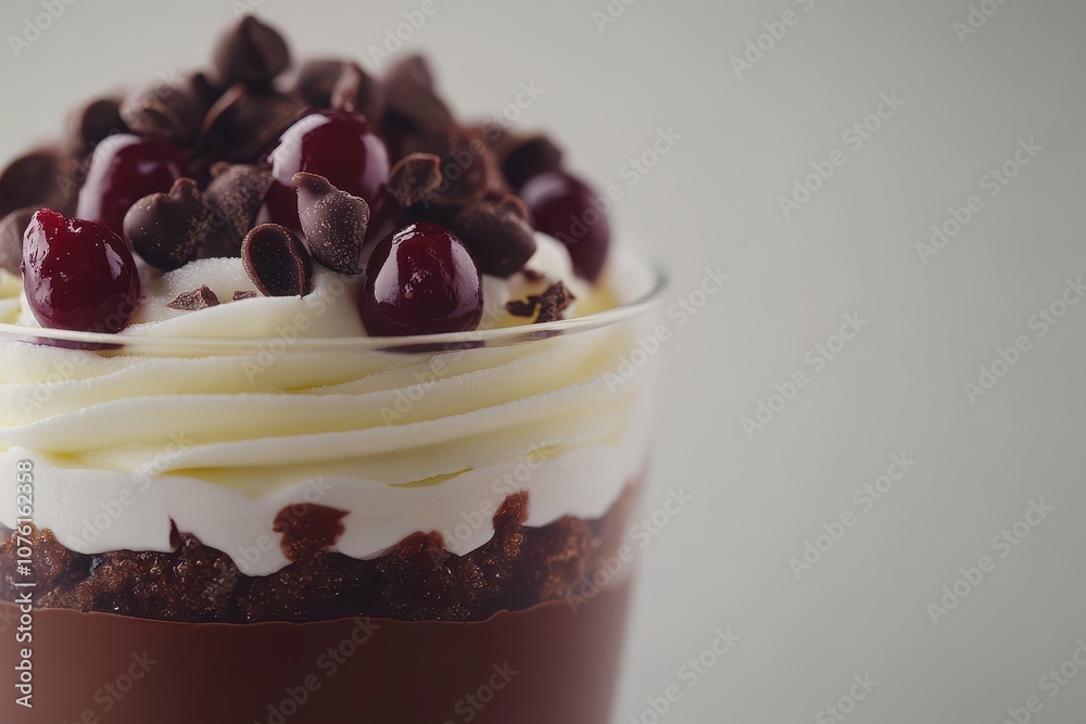 Layered Cherry Parfait with Cream and Chocolate Chips Layered Cherry Parfait with Cream and Chocolate Chips