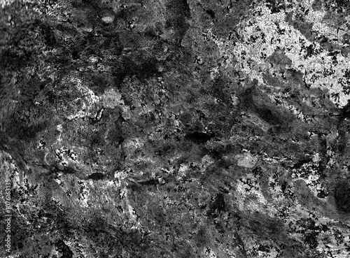 Abstract marble background of different shades of gray. Black spots. Chaotic spots and blurs. Darker in places, lighter in places. Monochrome. photo