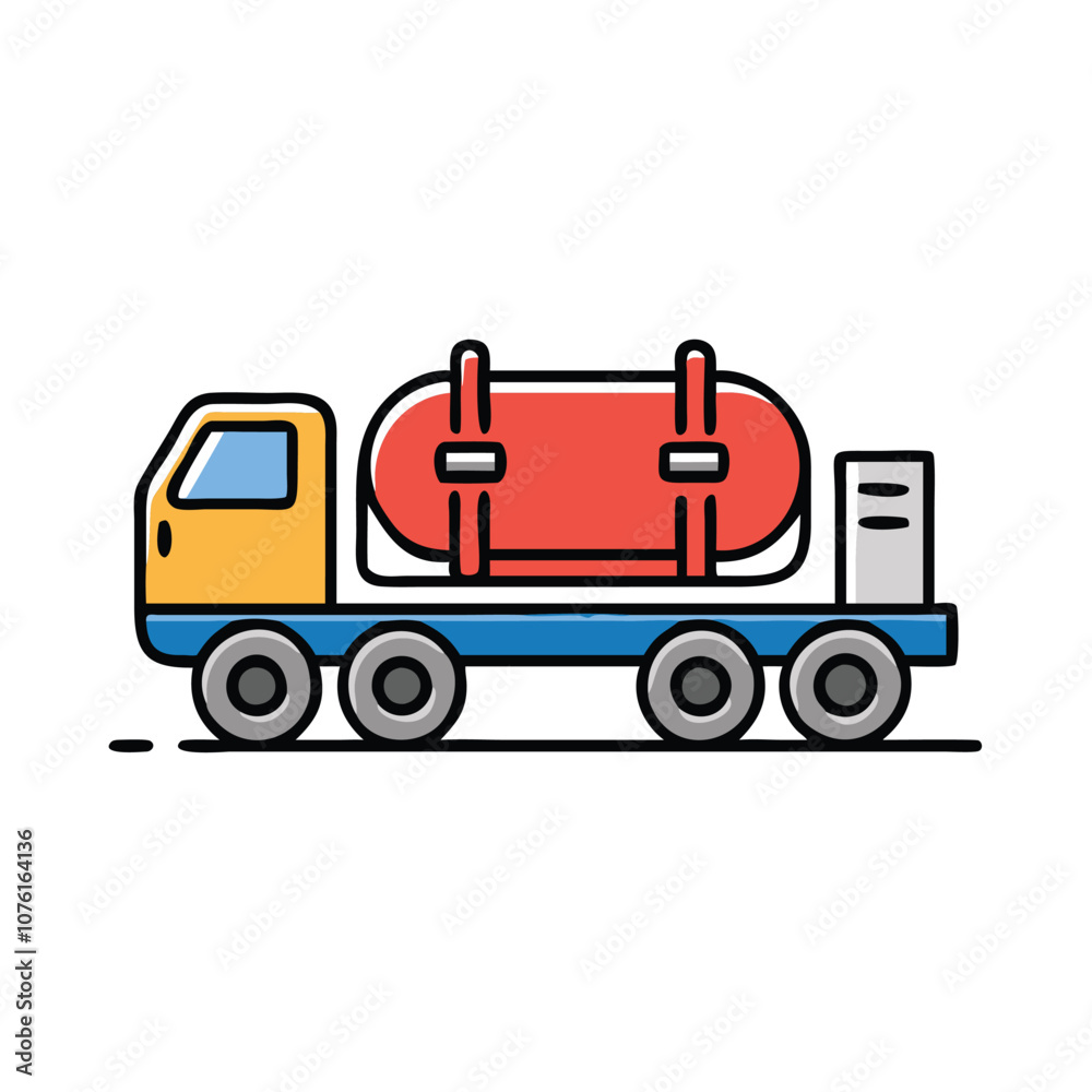 Fuel tanker truck vector icon, Flat vector icon of a fuel tanker truck, transporting liquids or fuel. Fuel tanker truck vector icon, Flat vector icon of a fuel tanker truck, transporting liquids or fuel.