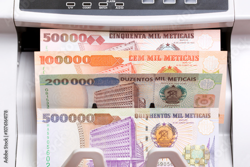 Mozambican metical in the counting machine photo