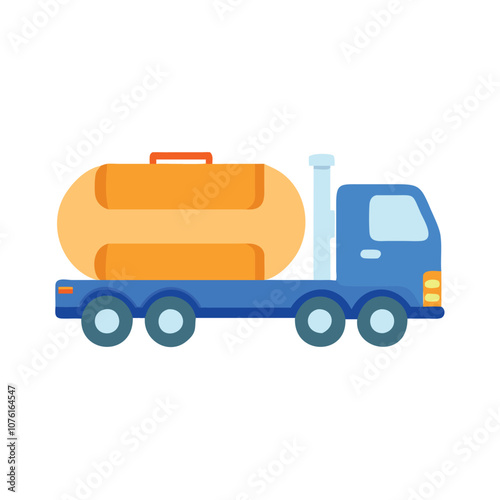 Fuel tanker truck vector icon, Flat vector icon of a fuel tanker truck, transporting liquids or fuel.