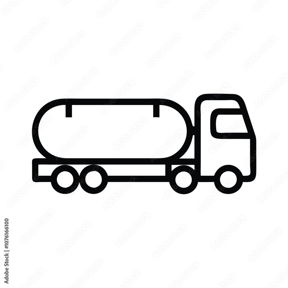 Outline icon of tanker truck vehicle, Simple black outline vector icon of a tanker truck used for transporting fuel or liquid cargo. Minimalist design.
Outline icon of tanker truck vehicle, Simple black outline vector icon of a tanker truck used for transporting fuel or liquid cargo. Minimalist design.