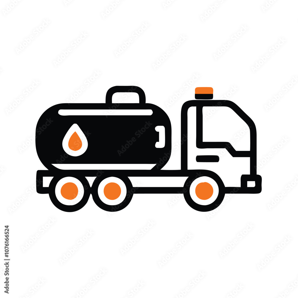 Fuel tanker truck vector icon, Flat vector icon of a fuel tanker truck, transporting liquids or fuel. Fuel tanker truck vector icon, Flat vector icon of a fuel tanker truck, transporting liquids or fuel.